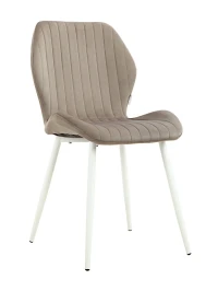 DC825 Стул мягкий, АНТРАЦИТ#G62-15 велюр, каркас металл белый КРУГЛЫЙ