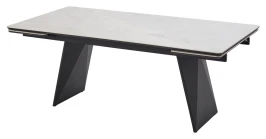 Стол ШЕРЛ  200 CRYSTAL ONIX BIANCO, керамика / Черный каркас М-City