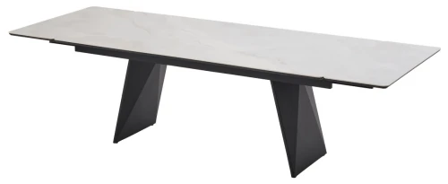 Стол ШЕРЛ  200 CRYSTAL ONIX BIANCO, керамика / Черный каркас М-City