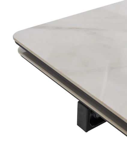 Стол ШЕРЛ  200 CRYSTAL ONIX BIANCO, керамика / Черный каркас М-City