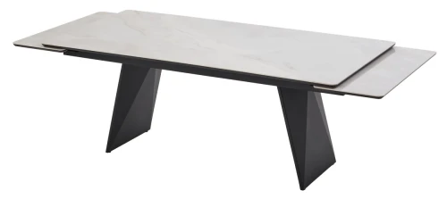 Стол ШЕРЛ  200 CRYSTAL ONIX BIANCO, керамика / Черный каркас М-City
