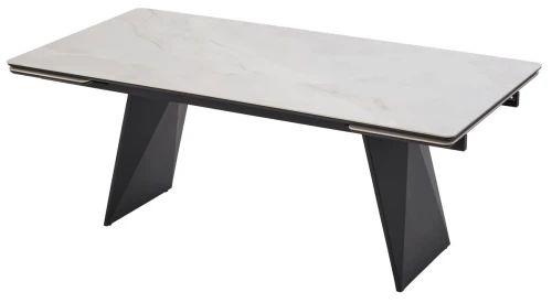 Стол ШЕРЛ  200 CRYSTAL ONIX BIANCO, керамика / Черный каркас М-City