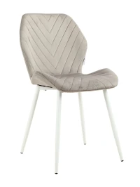 DC828 Стул мягкий, СЕРЫЙ#G62-38 велюр, каркас металл белый КРУГЛЫЙ