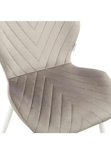 DC828 Стул мягкий, СЕРЫЙ#G62-38 велюр, каркас металл белый КРУГЛЫЙ