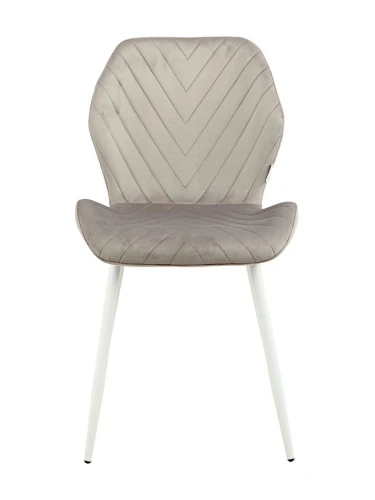 DC828 Стул мягкий, СЕРЫЙ#G62-38 велюр, каркас металл белый КРУГЛЫЙ
