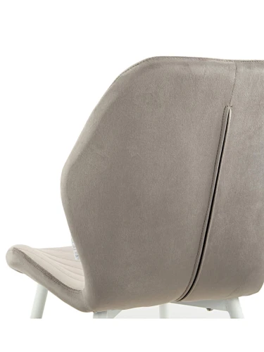 DC828 Стул мягкий, СЕРЫЙ#G62-38 велюр, каркас металл белый КРУГЛЫЙ