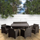 Комплект мебели «California Set+4 кресла», цвет венге, искусственный ротанг, подушки в комплекте Комплект мебели «California Set+4 кресла», цвет венге, искусственный ротанг, подушки в комплекте