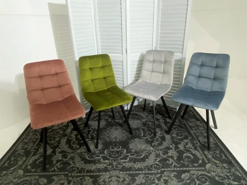 Стул CHILLI SQUARE BLUVEL-03 светло-серый, велюр / черный каркас М-City