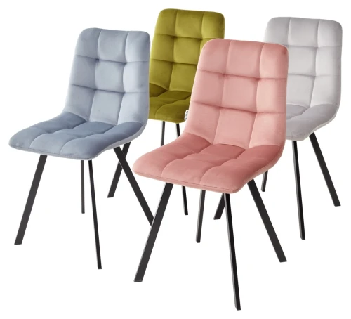 Стул CHILLI SQUARE BLUVEL-03 светло-серый, велюр / черный каркас М-City