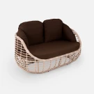 Диван Lotus 2ps Ирбис, RAL 1019, Jamaica brown из искусственного ротанга