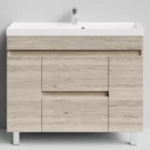 Тумба Бест 100 (2 ящика, 2 двери) напольный, Дубослив ореховый светлый ПВХ 3445 Vodok с раковиной в комплекте