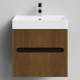Тумба Бонум, 60 подвесной, Дуб цвет 5 Vodok с раковиной в комплекте
