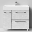 Тумба Мальта 90 напольный, ящики и дверь, Белый камень ПВХ 57805, левый Vodok с раковиной в комплекте Тумба Мальта 90 напольный, ящики и дверь, Белый камень ПВХ 57805, левый Vodok с раковиной в комплекте