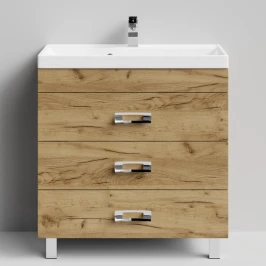 Тумба Орландо 80 напольный, Дуб Тортуга ПВХ 2357-43 Vodok с раковиной в комплекте
