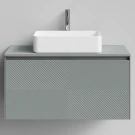 Тумба Соло 100, пример RAL 7005 Мышино-серый, матовая, 1 ящик, подвесной Vodok с раковиной в комплекте