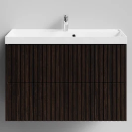 Тумба Тач 90 подвесной, Палисандр ПВХ 43101 Vodok с раковиной в комплекте