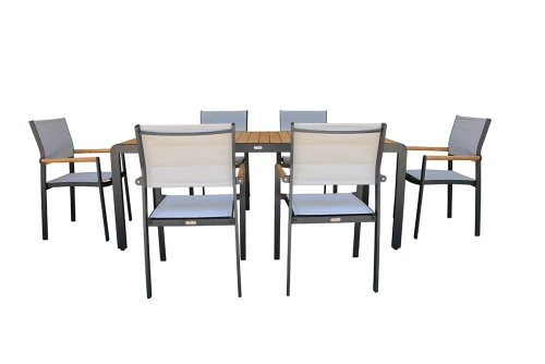 Обеденный стол из алюминия MAYA 200 см темный графит  Joygarden