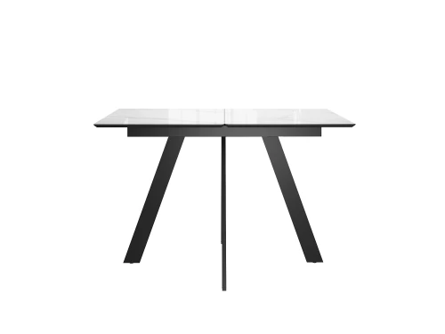 Стол DikLine DKD140 керамика 140(180)х80, Carrara Gloss (мрамор глянец белый), опоры черные (2уп.)