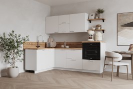 Готовая кухня КГ Угловой 1500*2250 (без пм) , Белый софт матовый  Арника РМ в.3