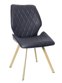 DC231 Стул мягкий поворотный 180, ЧЕРНЫЙ экокожа, каркас металл, шампань КВАДРАТ