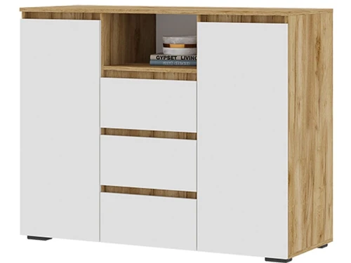 Комод «Хелен» КМ-01, белый/дуб крафт золотой