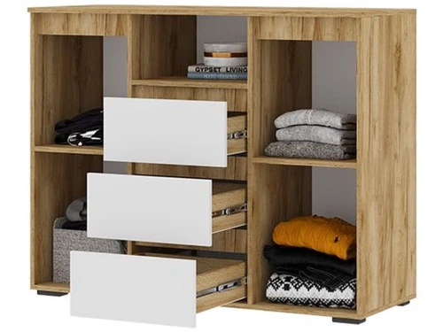 Комод «Хелен» КМ-01, белый/дуб крафт золотой