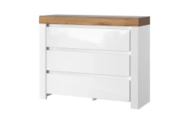 TAURUS, Комод 3S. Цвет БЕЛЫЙ /ДУБ ВОТАН
