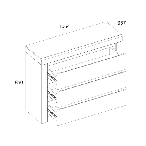 TAURUS, Комод 3S. Цвет БЕЛЫЙ /ДУБ ВОТАН