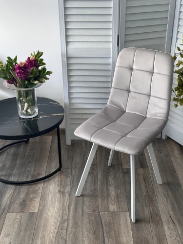 Стул РИЧИ, цвет H-09 Светло-серый, велюр / белый каркас М-City