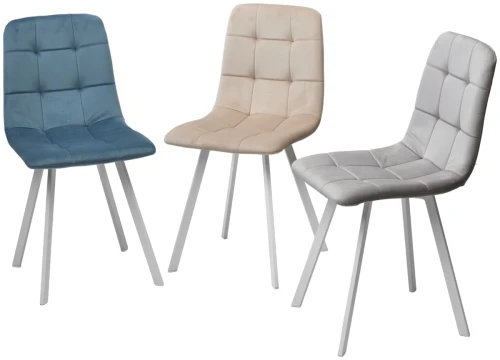 Стул РИЧИ, цвет H-09 Светло-серый, велюр / белый каркас М-City