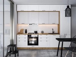 Кухонный гарнитур Ницца Royal/Хелмер 3000 Blanco/Анкор МДФ/ЛДСП эмаль прямой