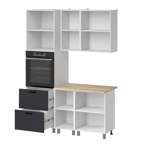 Готовая кухня МК Аленушка 1,6м ПД Лаванда Сталь,скоба черный,сонома