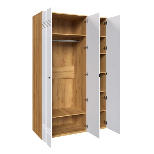 Шкаф распашной трехдверный Вега Саксония белый