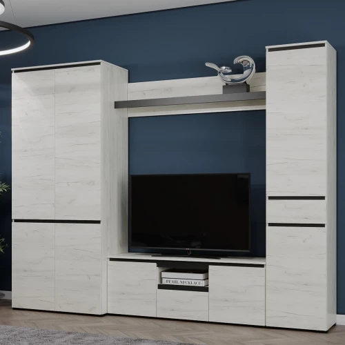 Шкаф пенал «Гретта» 2С1Я, Крафт белый/Антрацит