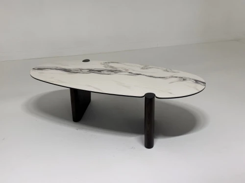 Стол кофейный АРН (ARN) цвет FENDI WHITE керамика на стекле/массив/ МДФ, дубовый шпон ®DISAUR