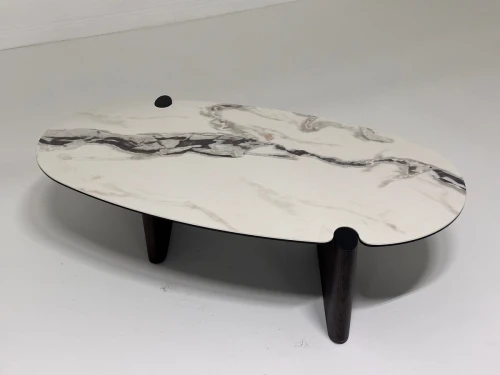 Стол кофейный АРН (ARN) цвет FENDI WHITE керамика на стекле/массив/ МДФ, дубовый шпон ®DISAUR