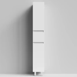 Пенал Бест 30 (2 двери, 1 ящик) напольный, белый глянец, правый, бельевая корзина