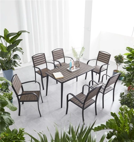 Алюминиевый прямоугольный стол  120*70 ПОЛИВУД-5 «POLYWOOD-5» цвет каштан арт.1029