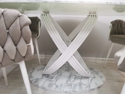 Стол обеденный Сфера Овал F-1453, 200х100х76 см, белый мрамор