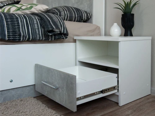 Кровать «Аврора» 120*200 (основание ЛДСП), Белый/Ателье светлый