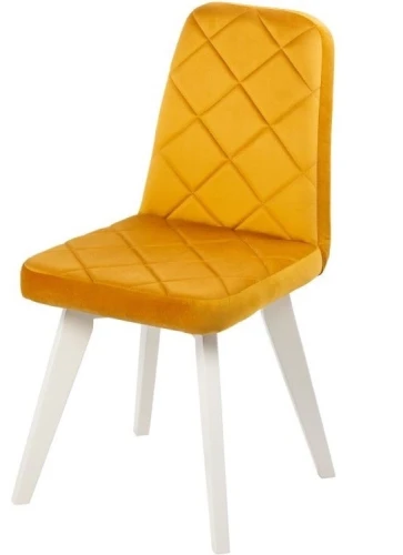 Стул АРИОН (ромб), ВЕЛЮР 14 ЗОЛОТО, каркас СТАНДАРТ МАССИВ, Белый