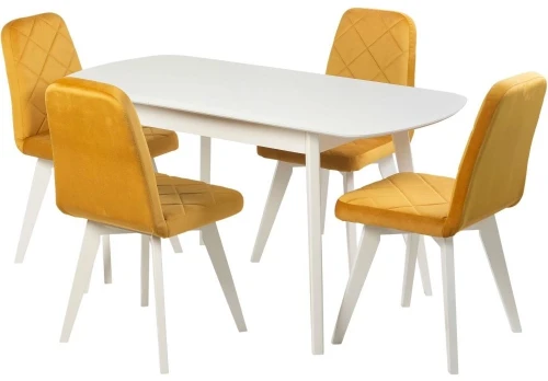 Стул АРИОН (ромб), ВЕЛЮР 14 ЗОЛОТО, каркас СТАНДАРТ МАССИВ, Белый