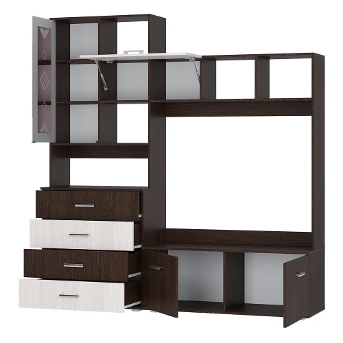 Стенка в гостиную Белла, венге/ясень белый