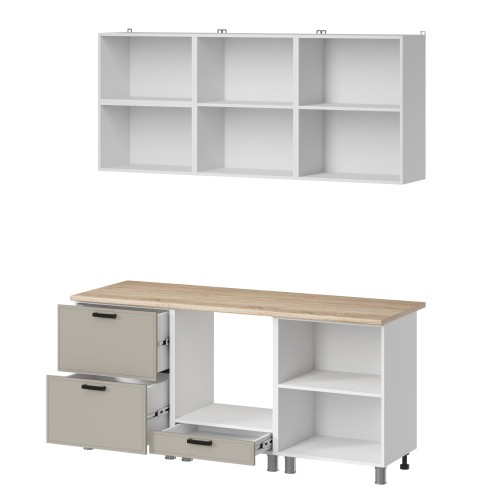 Готовая кухня МК Аленушка 1,8м Магнолия Керамика,скоба черный,сонома