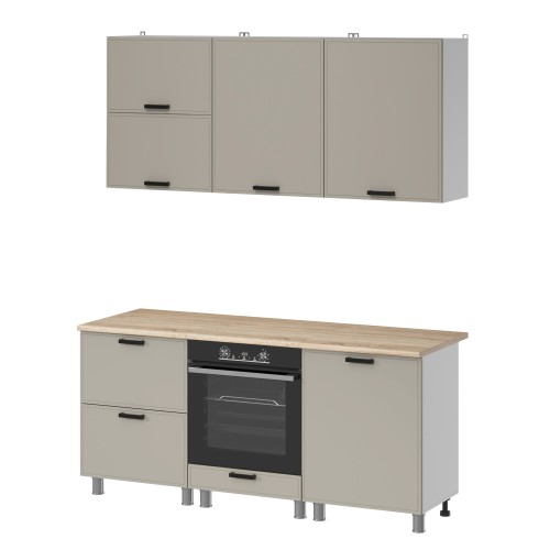 Готовая кухня МК Аленушка 1,8м Магнолия Керамика,скоба черный,сонома