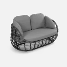 Диван Lotus 2ps Чёрный металлик, RAL 9005, Jamaica grey из искусственного ротанга