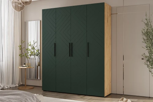 Шкаф четырехстворчатый Флэш (1800), Браш Мени Грин, Дуб крафт