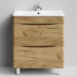 Тумба Адель 70 напольный, Дуб Тортуга ПВХ 2357-43 Vodok с раковиной в комплекте