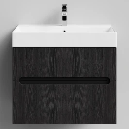 Тумба Бонум, 70 подвесной, Абрикос графит Vodok с раковиной в комплекте