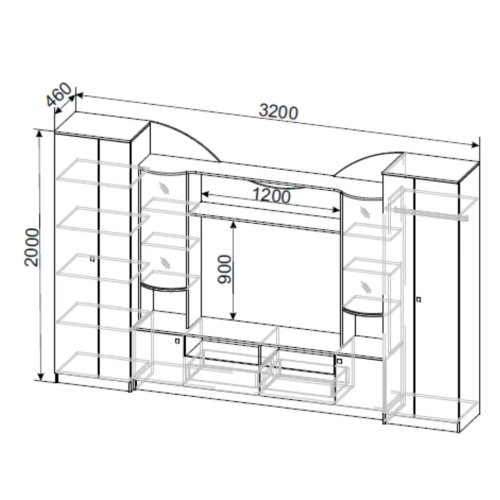 Стенка в гостиную МГС 8, ясень анкор светлый